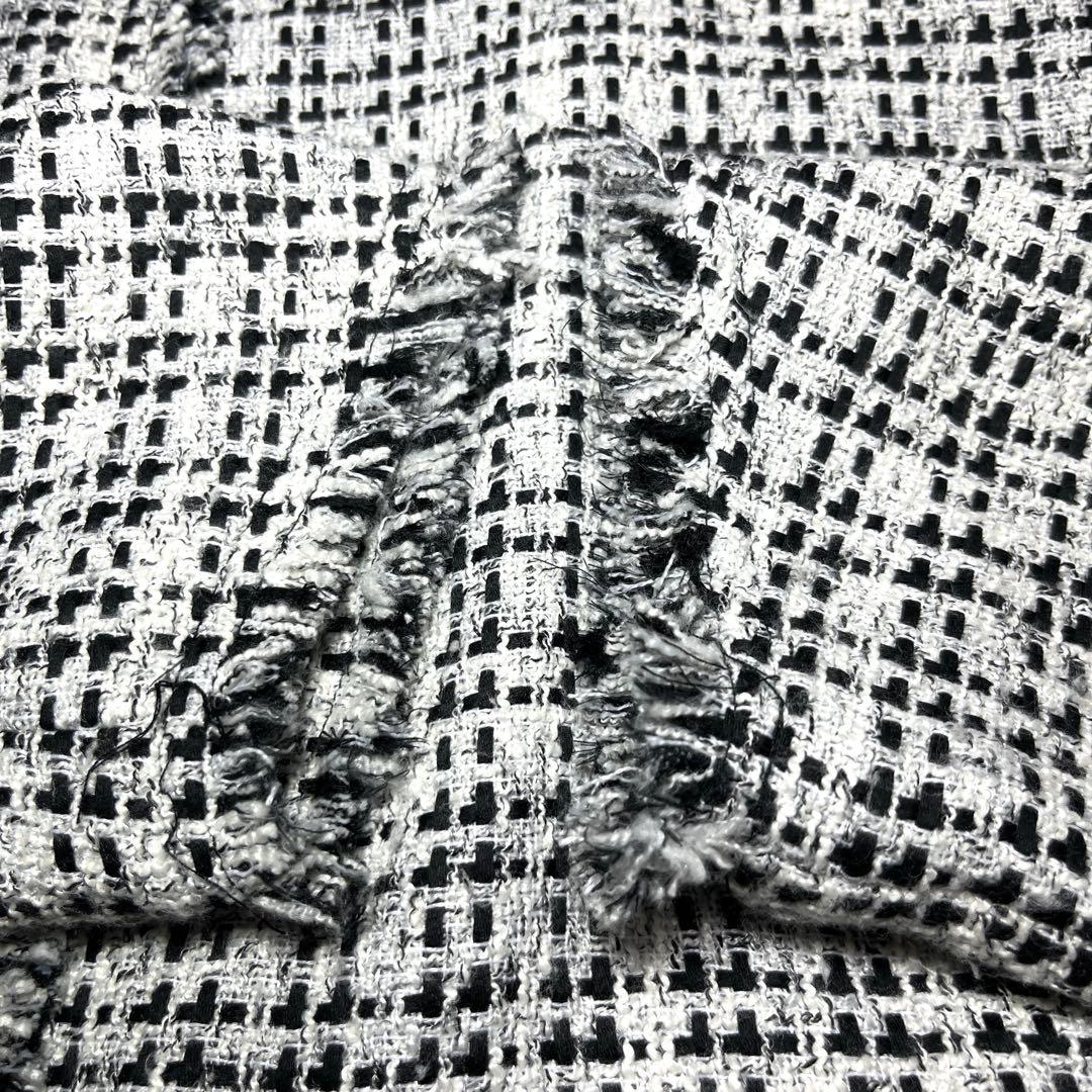 美品 ディニテコリエ ノーカラー ツイード ジャケット ドルマン ホワイト