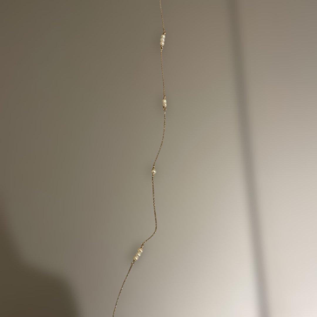 ◉ete ロングネックレス　イエローゴールド　10K淡水パール