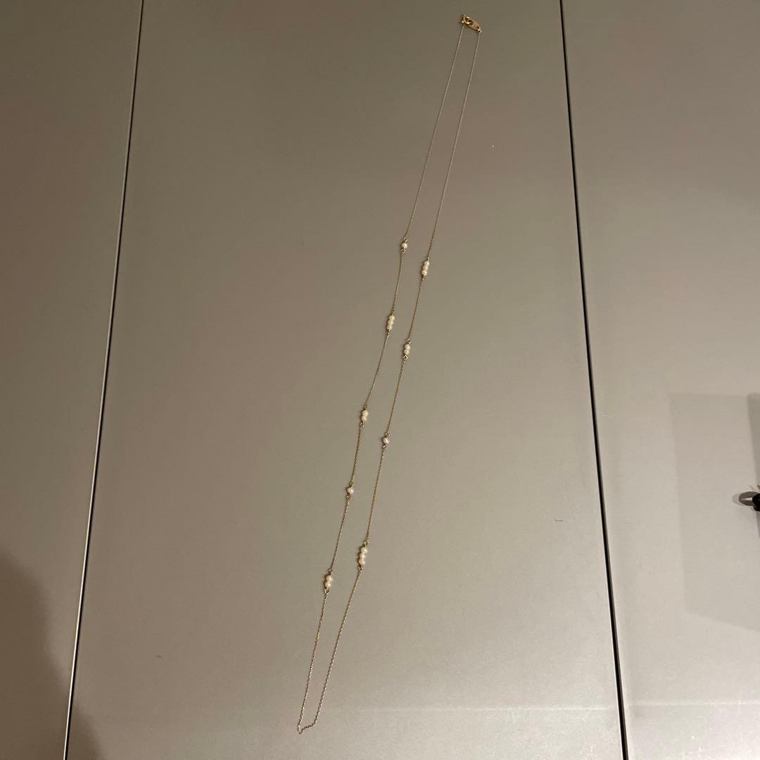 ◉ete ロングネックレス　イエローゴールド　10K淡水パール