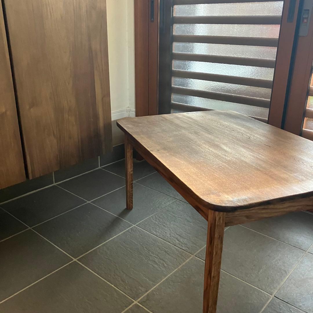 古い天板をリユースしたローテーブル　ハンドメイド