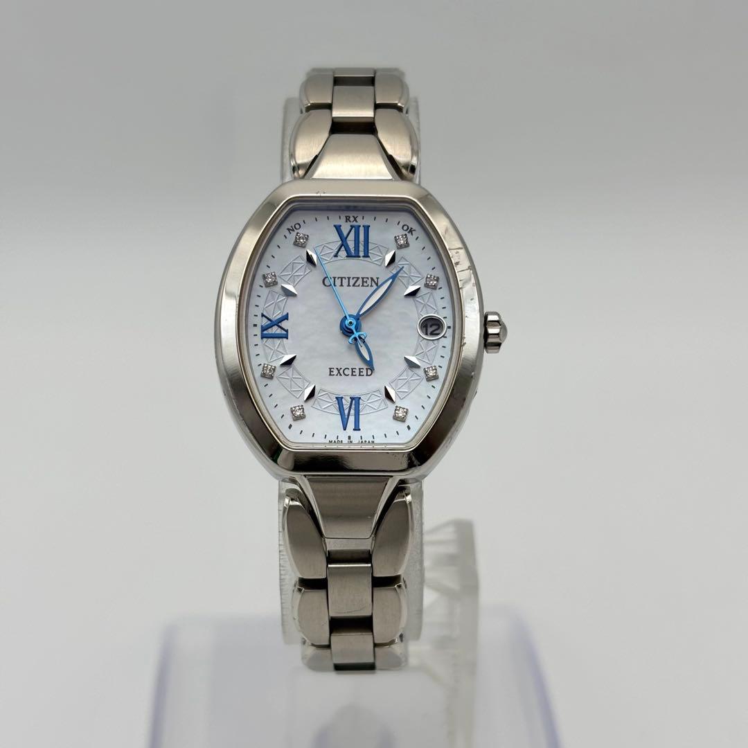 箱付き✨CITIZENシチズン エクシード 腕時計 ソーラー 8Pダイヤ チタン