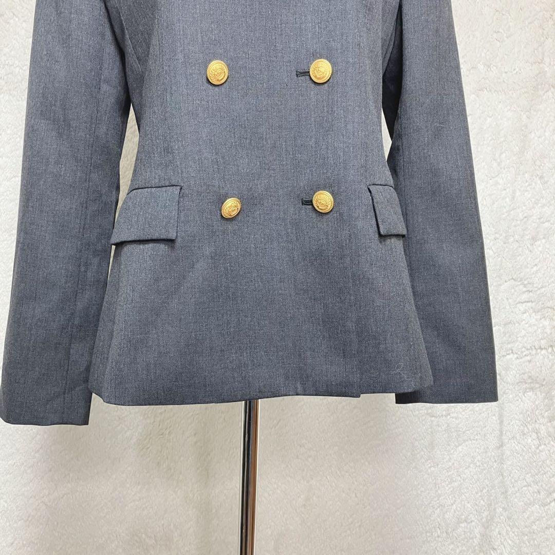 美品 バーバリー ロンドン ダブル 金ボタン テーラード ジャケット グレー