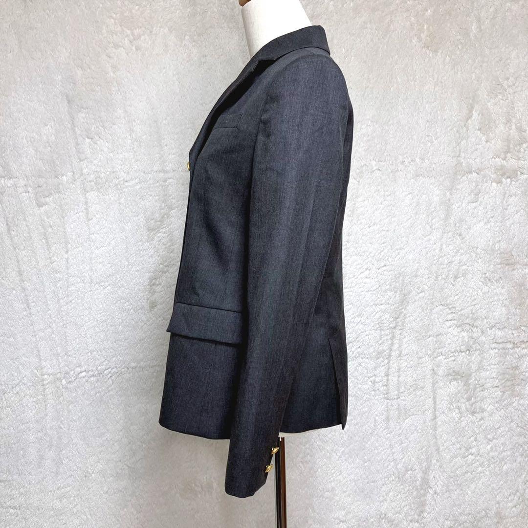 美品 バーバリー ロンドン ダブル 金ボタン テーラード ジャケット グレー