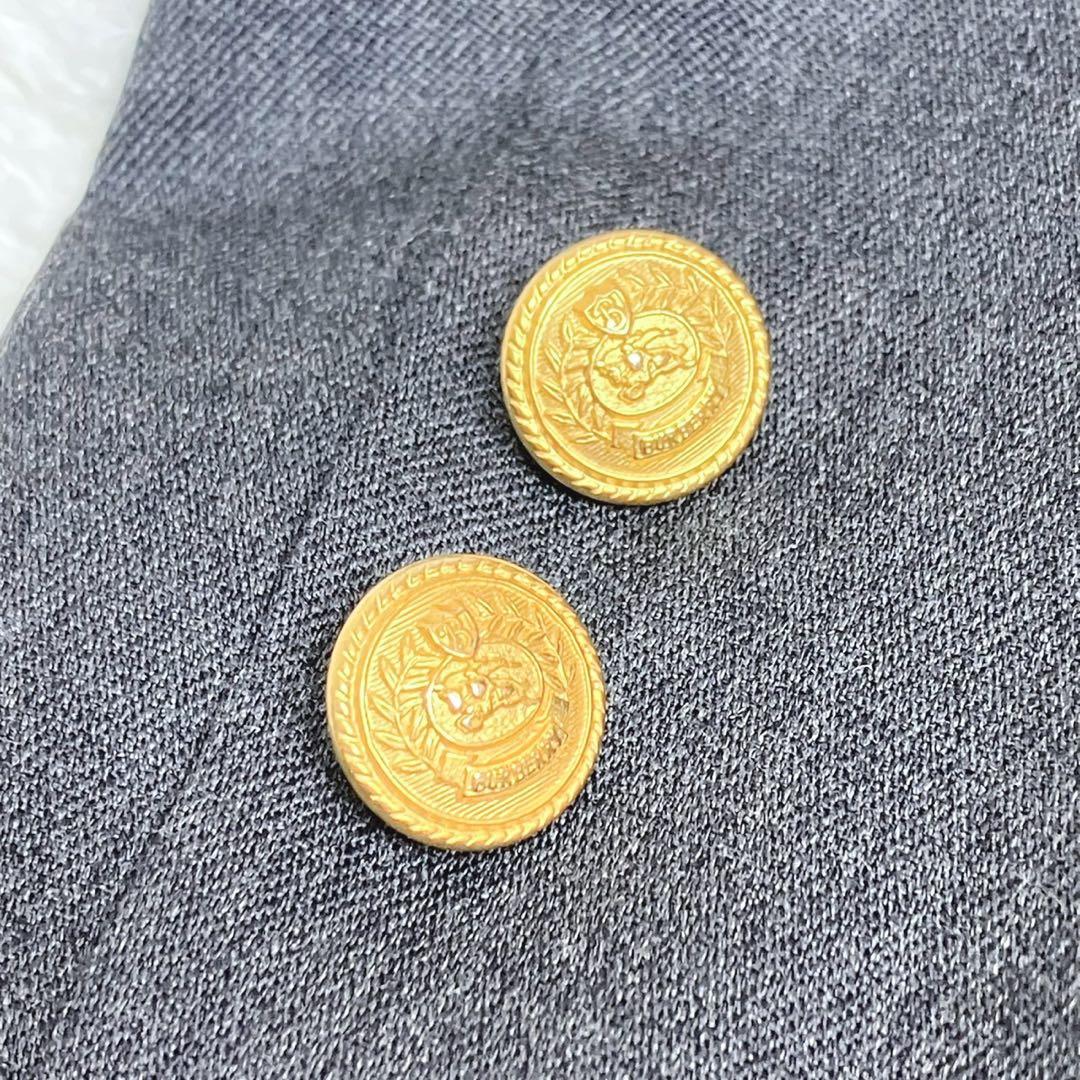 美品 バーバリー ロンドン ダブル 金ボタン テーラード ジャケット グレー