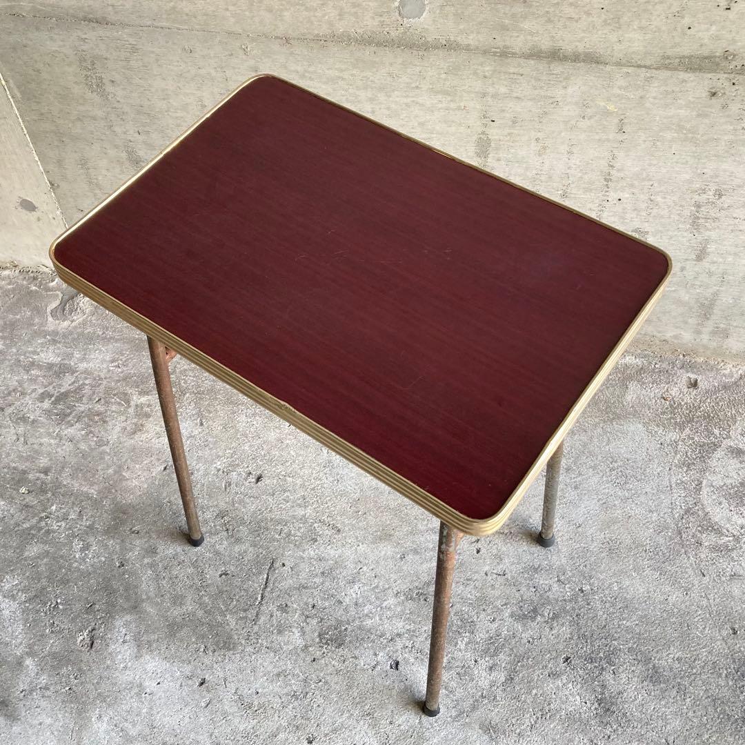 テーブル 机 ラック 台 棚付き アイアン シャビー 当時物 昭和レトロ