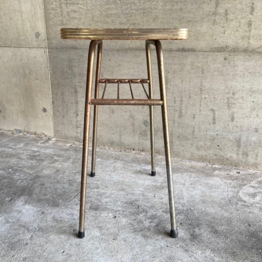 テーブル 机 ラック 台 棚付き アイアン シャビー 当時物 昭和レトロ