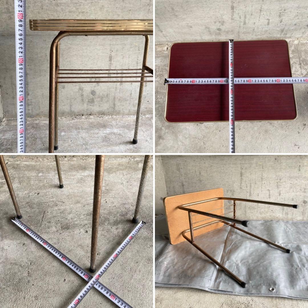 テーブル 机 ラック 台 棚付き アイアン シャビー 当時物 昭和レトロ