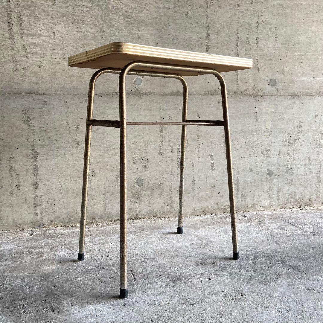 テーブル 机 ラック 台 棚付き アイアン シャビー 当時物 昭和レトロ