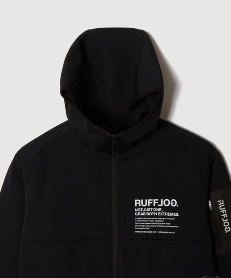 ラフログ　RUFFROG ブラック フルジップ パーカー レディース　S