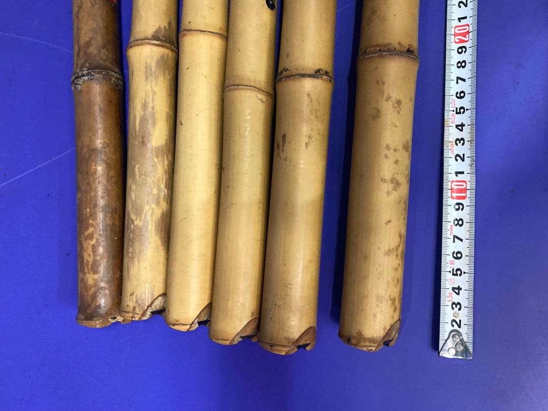 G）アンティーク 尺八 竹製 和楽器 レトロ 竹菅楽器 6本セット