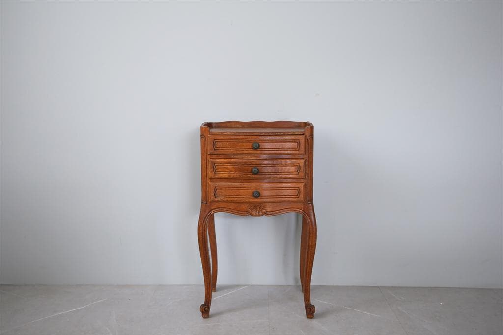 フランスアンティーク猫脚ナイトテーブル/木製キャビネット机飾り棚(82-129)