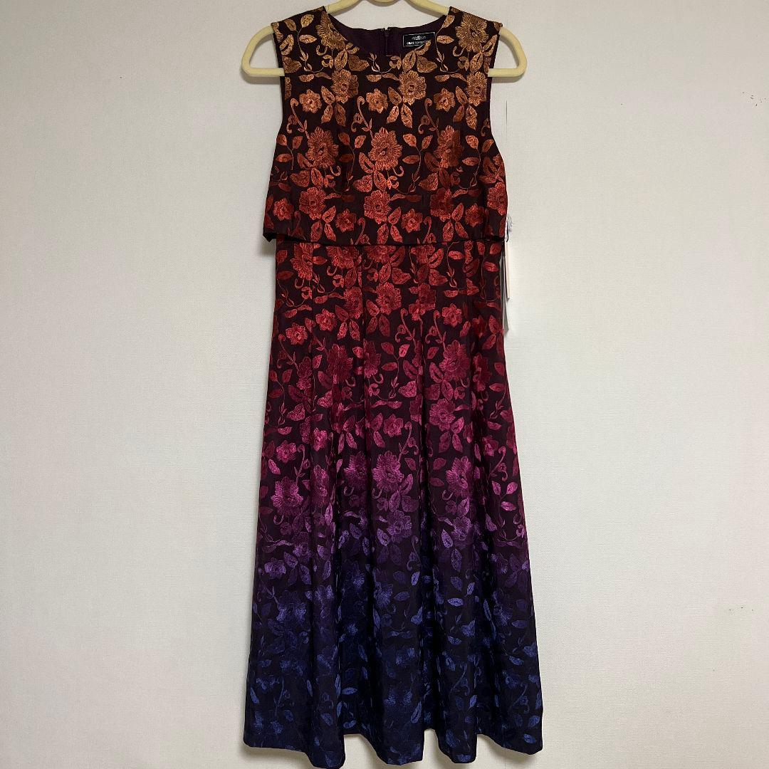 グレースコンチネンタル グラデプリント刺繍ワンピース