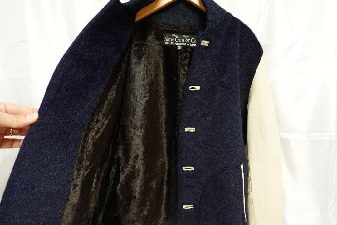 【豆知識】Slow Gun　スタジャン　ブルー×ブラウン アルパカ×レザー