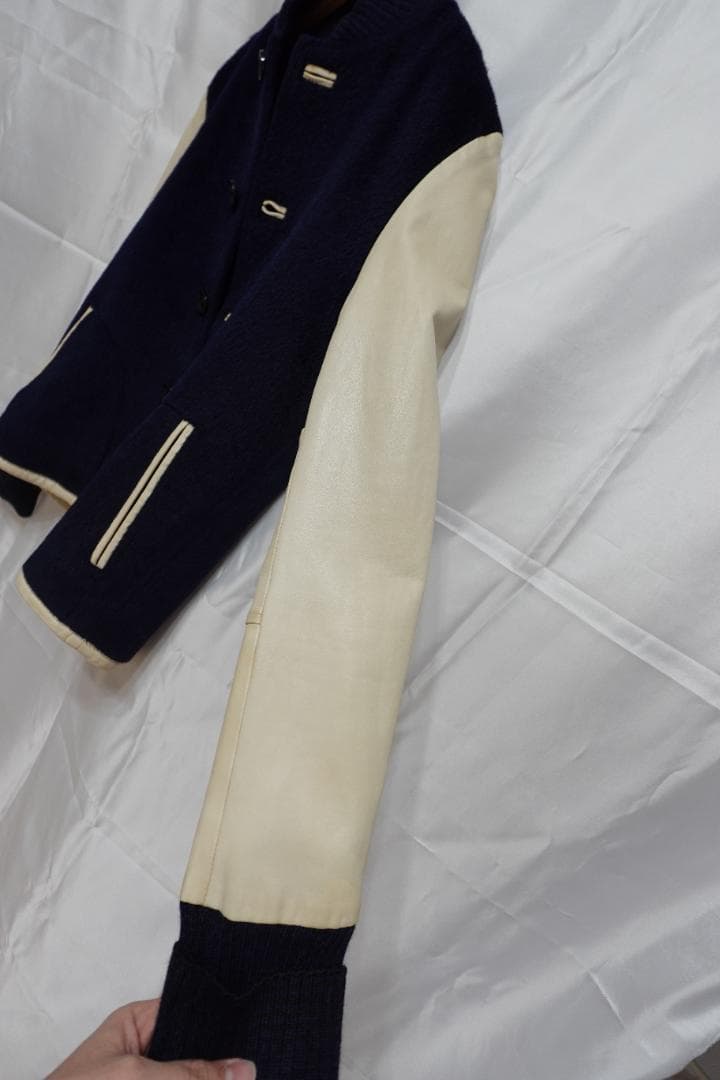 【豆知識】Slow Gun　スタジャン　ブルー×ブラウン アルパカ×レザー