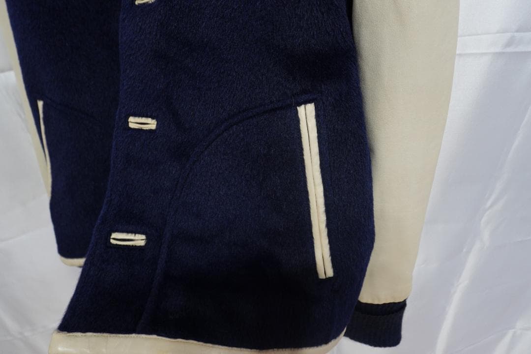 【豆知識】Slow Gun　スタジャン　ブルー×ブラウン アルパカ×レザー