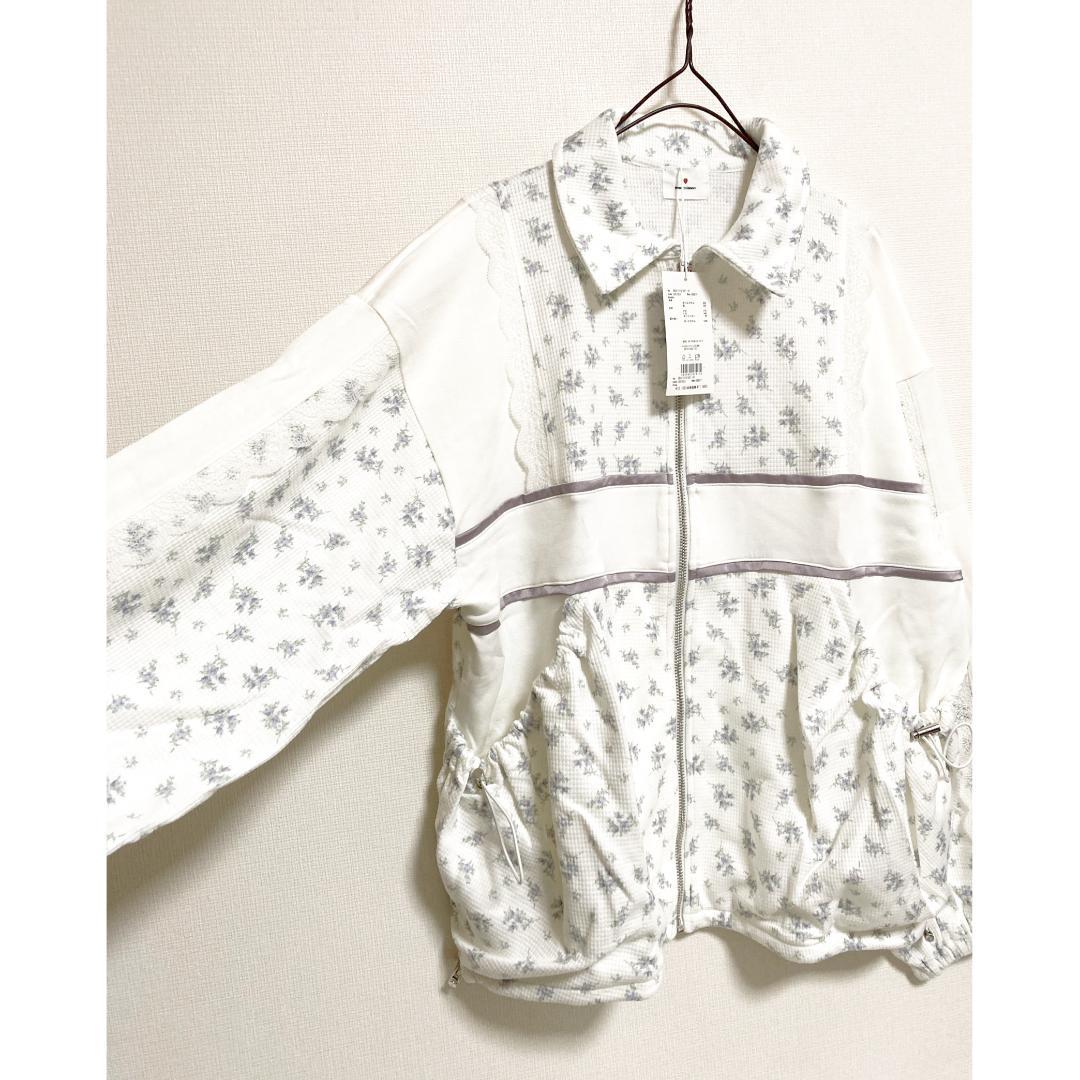 merry jenny 新品 ブルー floralコンビトラックジャケット