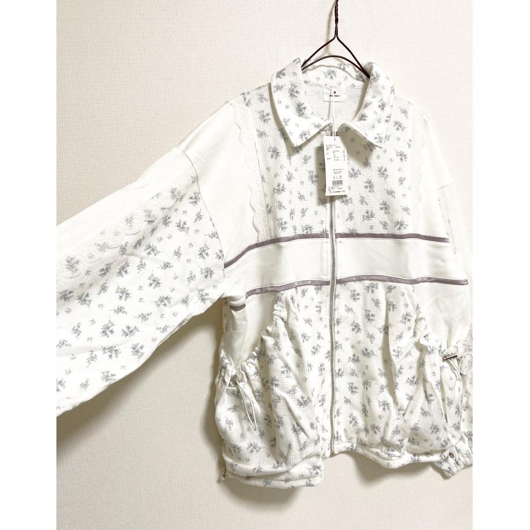 merry jenny 新品 ブルー floralコンビトラックジャケット