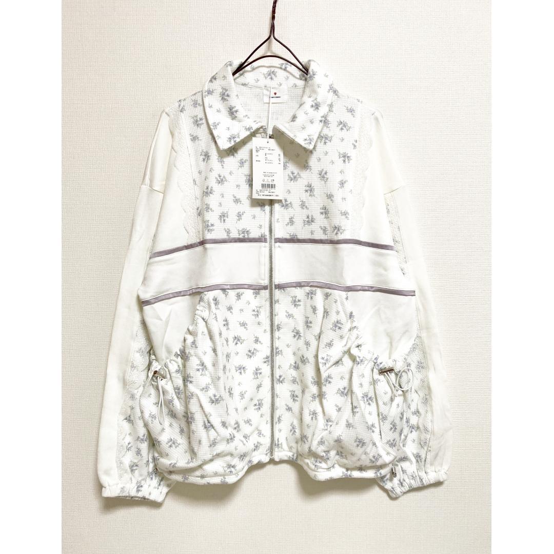 merry jenny 新品 ブルー floralコンビトラックジャケット