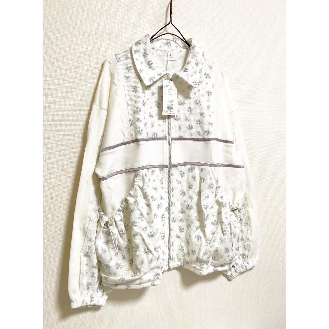 merry jenny 新品 ブルー floralコンビトラックジャケット