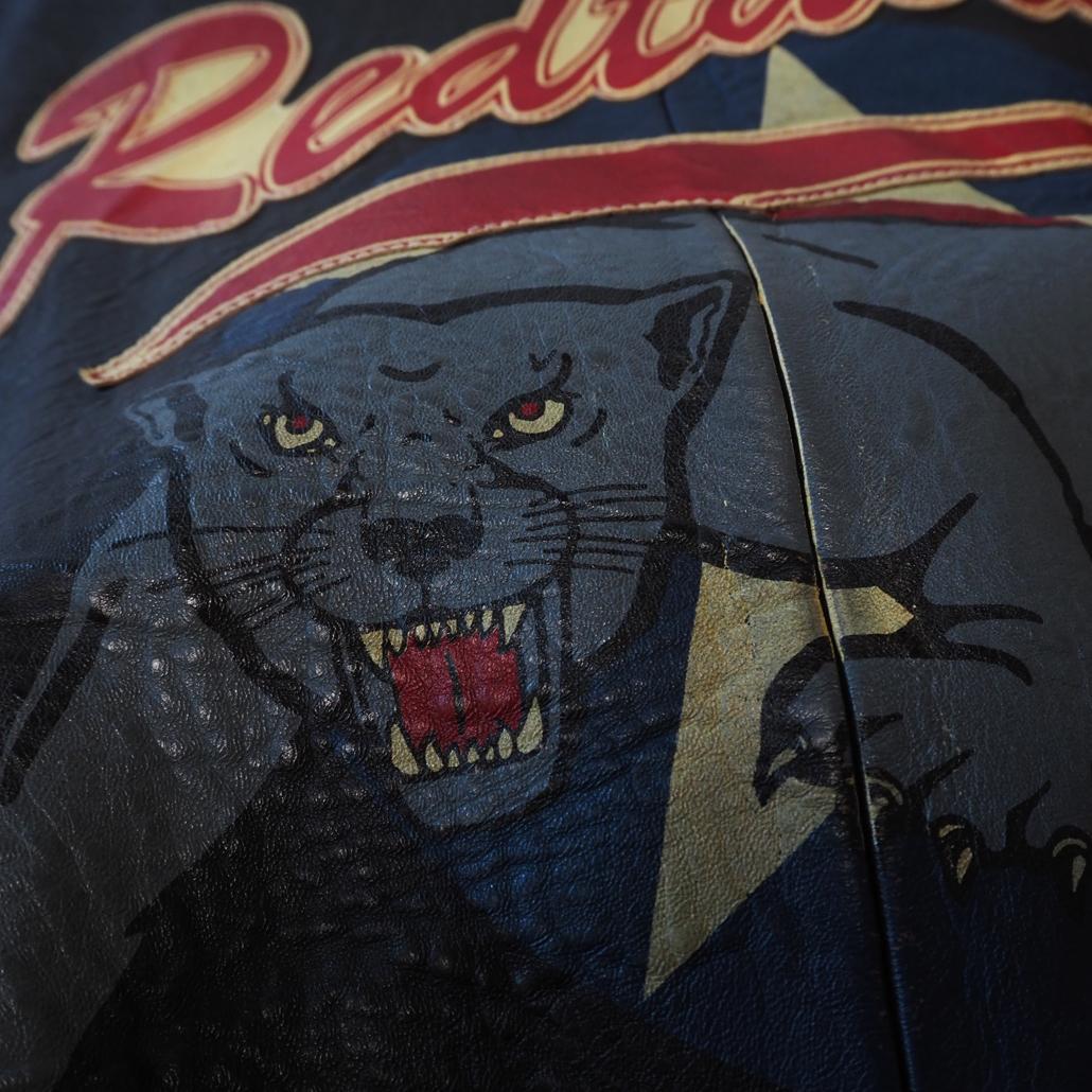 AVIREX 襟付き ショート丈 短丈 オールレザースタジャン 茶芯 本革