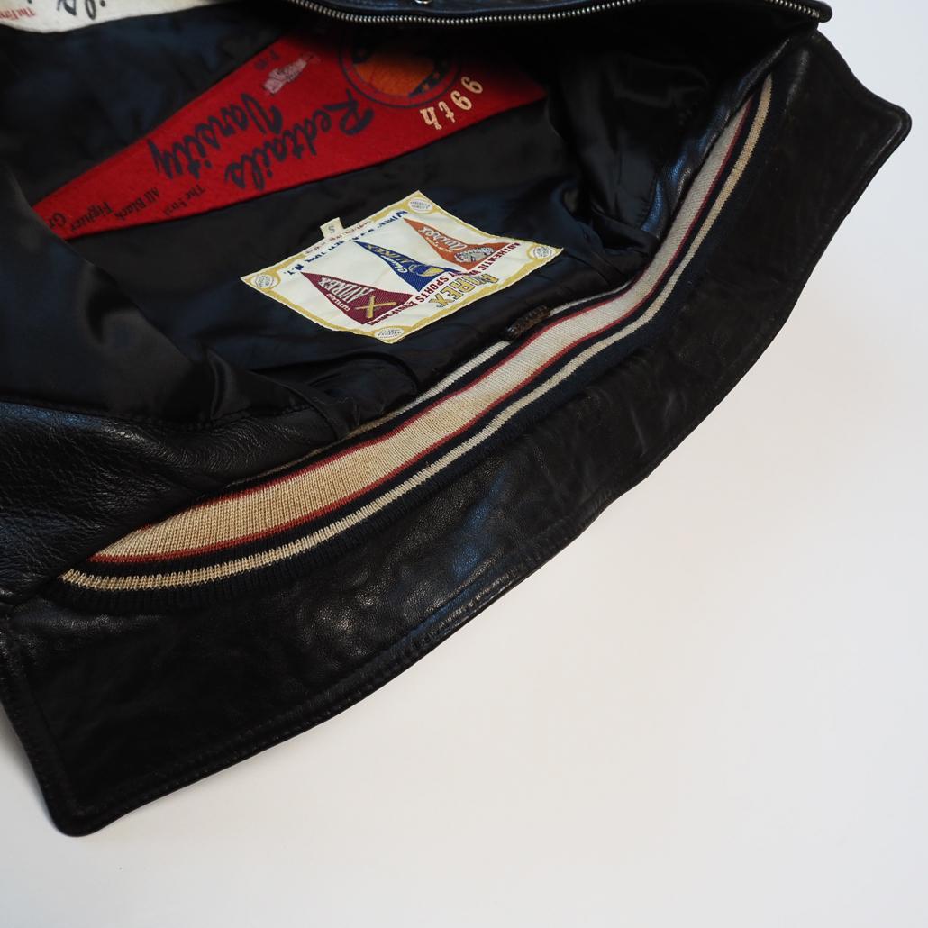 AVIREX 襟付き ショート丈 短丈 オールレザースタジャン 茶芯 本革