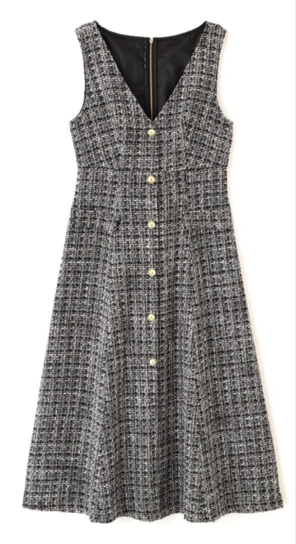 ミックスツイードジャンパースカート。 ブラック系。Mサイズ