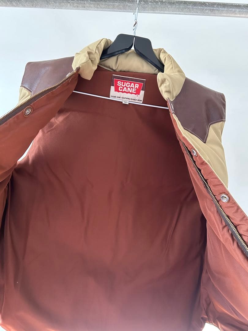 SUGAR CANE ダウンベスト Lサイズ ベージュ・ブラウン