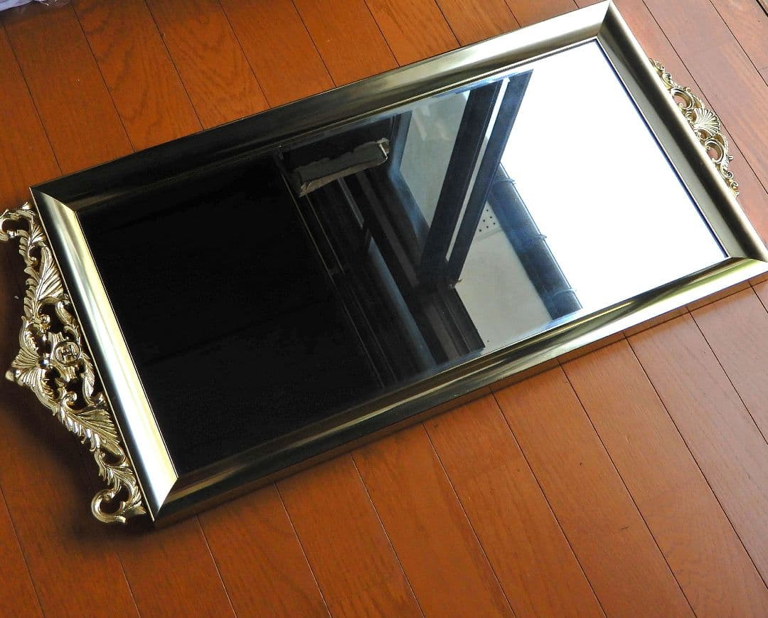 【昭和レトロ 美品】真鍮枠 ウォールミラー