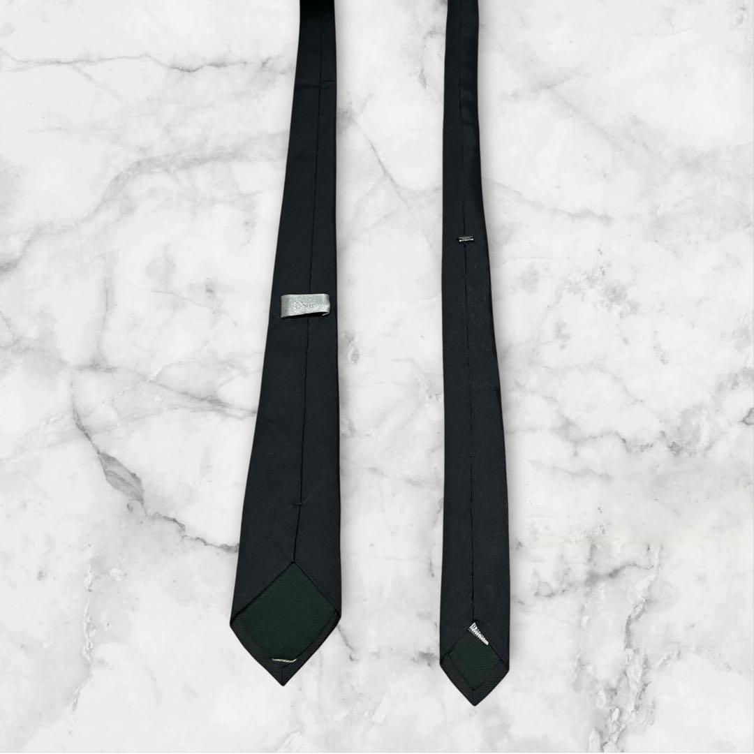 【希少】Dior ディオール　ネクタイ　ソリッド　黒　ナロータイ　スカル　ドクロ