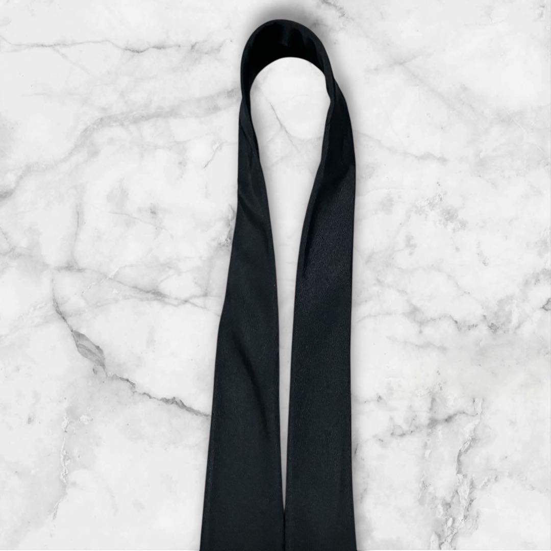 【希少】Dior ディオール　ネクタイ　ソリッド　黒　ナロータイ　スカル　ドクロ