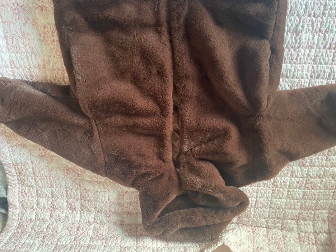 【スタイルミキサー】フードフェイクファーコート　チョコレートブラウン