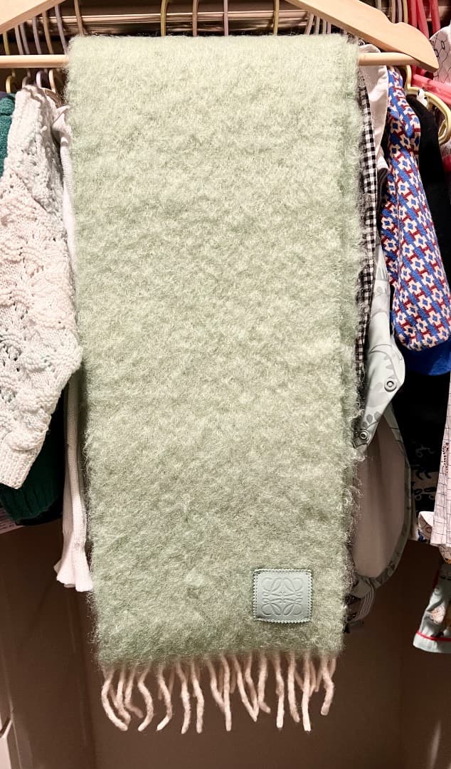 LOEWE グリーン　ターコイズ ミント　マフラー　モヘヤ