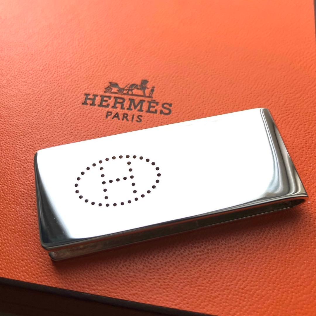 美品 HERMES エルメス マネークリップ シルバー925 エヴリン 箱付き