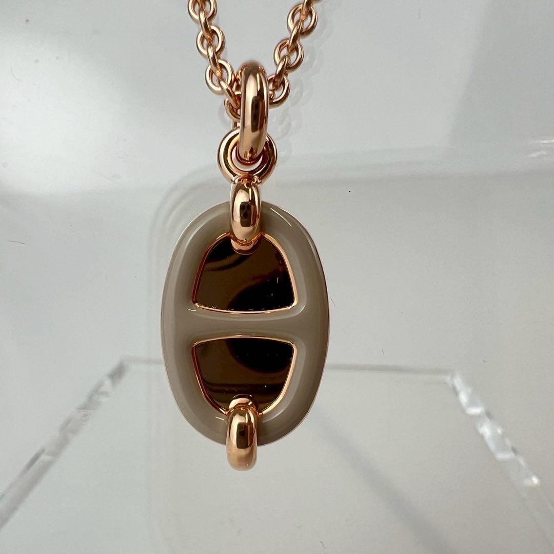 新品 HERMES エルメス ペンダント ミニ マイヨン マロン ローズゴールド