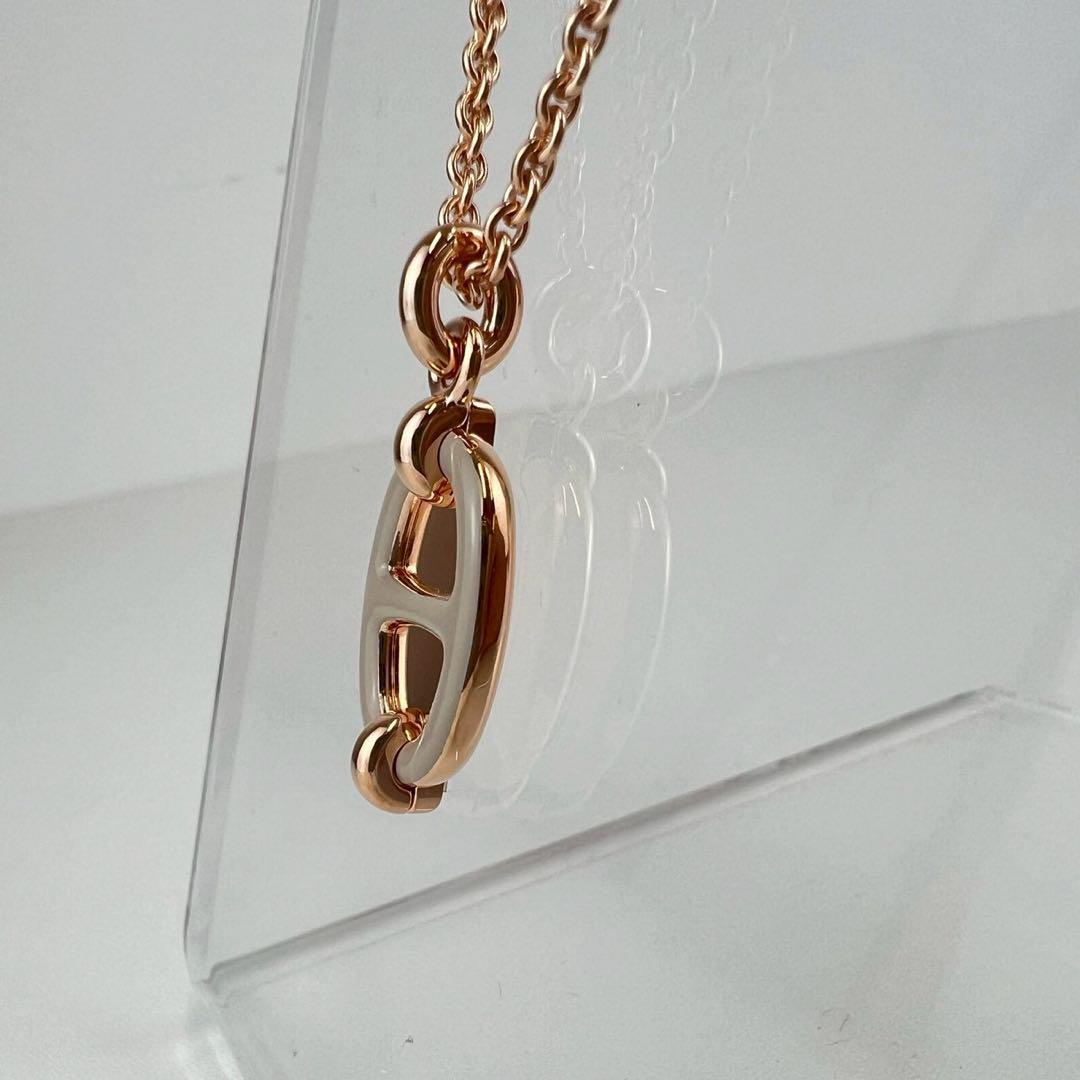 新品 HERMES エルメス ペンダント ミニ マイヨン マロン ローズゴールド