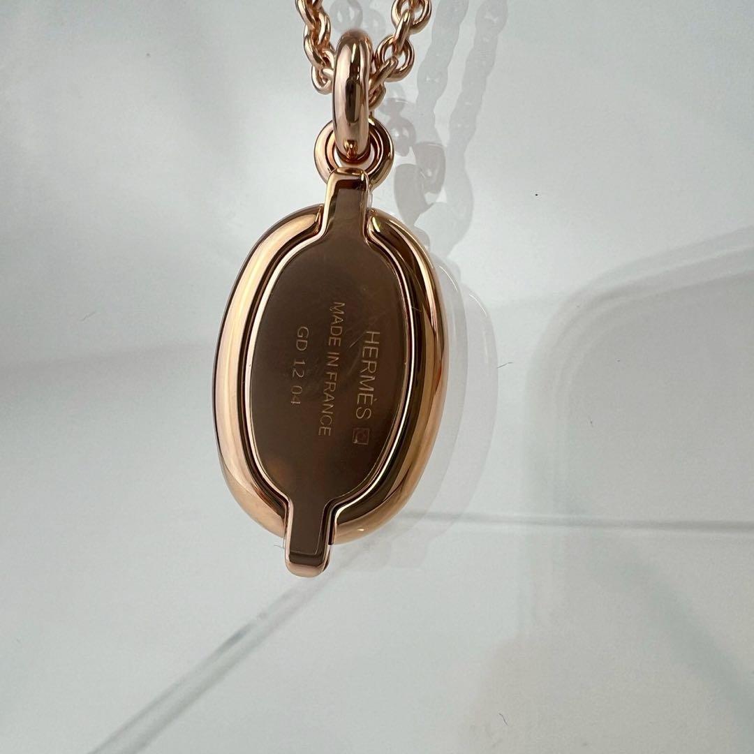 新品 HERMES エルメス ペンダント ミニ マイヨン マロン ローズゴールド