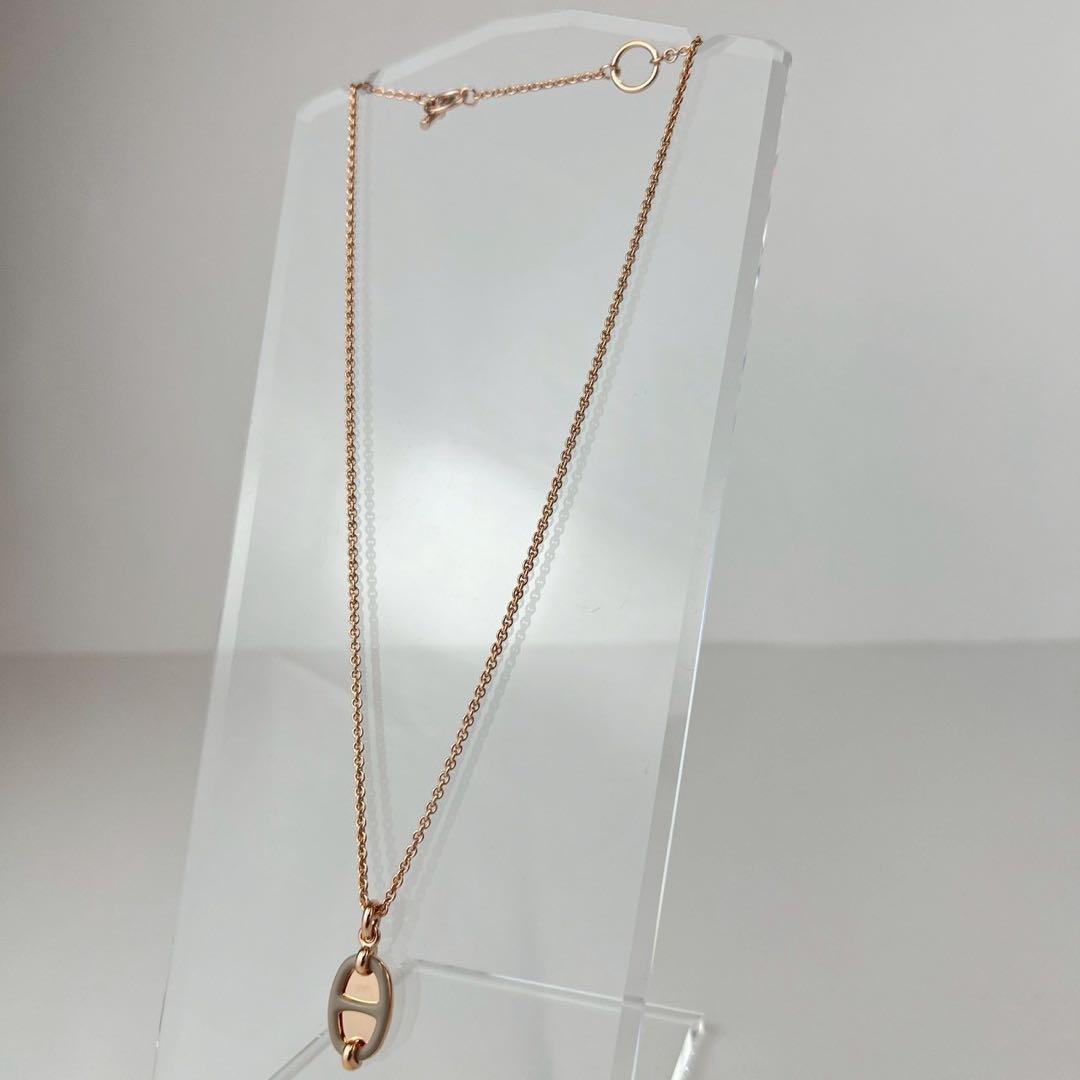 新品 HERMES エルメス ペンダント ミニ マイヨン マロン ローズゴールド