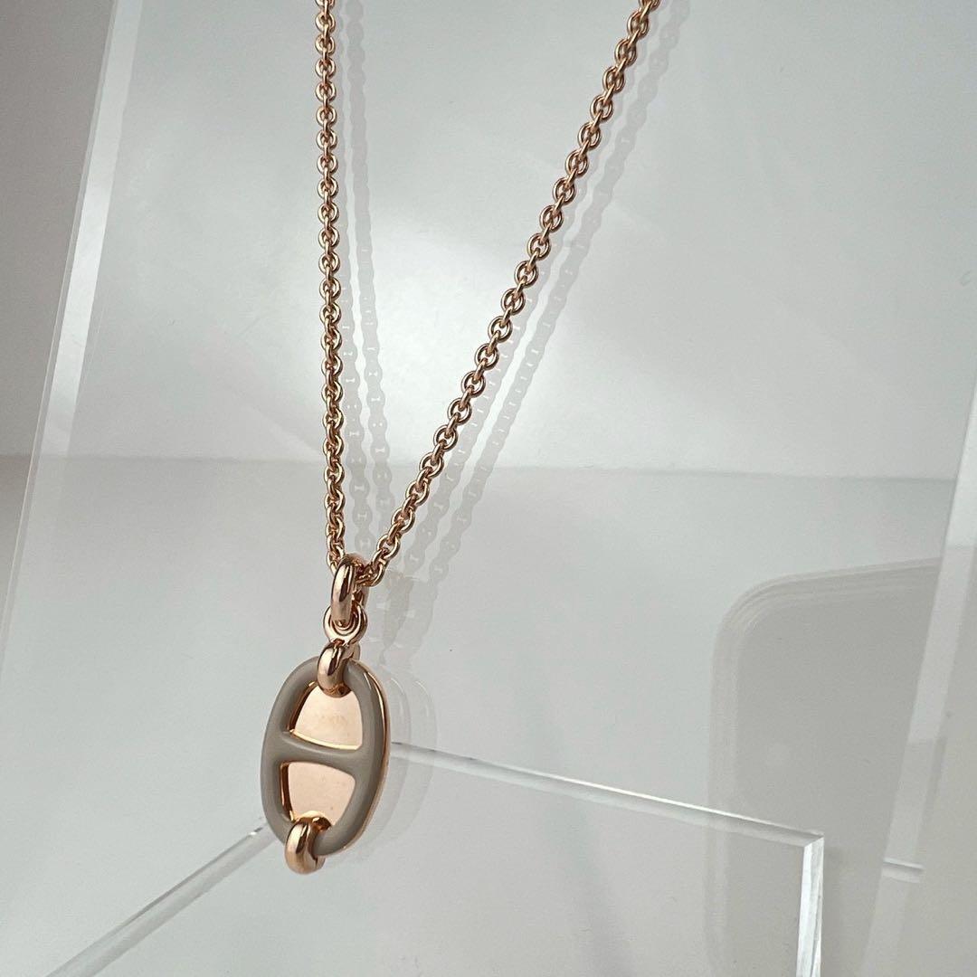 新品 HERMES エルメス ペンダント ミニ マイヨン マロン ローズゴールド