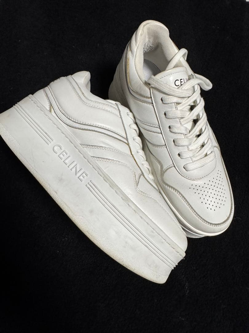 CELINE ホワイト プラットフォームスニーカー　24cm ★限定セール