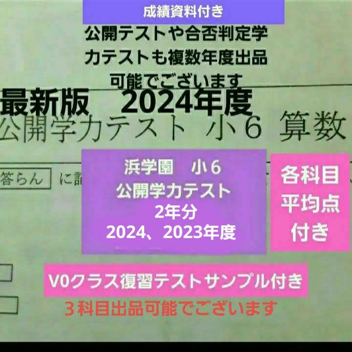 浜学園　小６　公開学力テスト　2024年度　2023年度　２年分　４科　成績資料