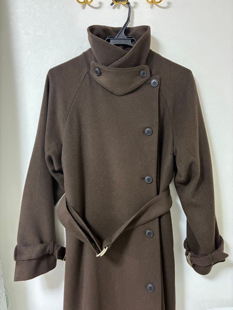 anuans アニュアンスダークブラウン ロングコート ベルト付き