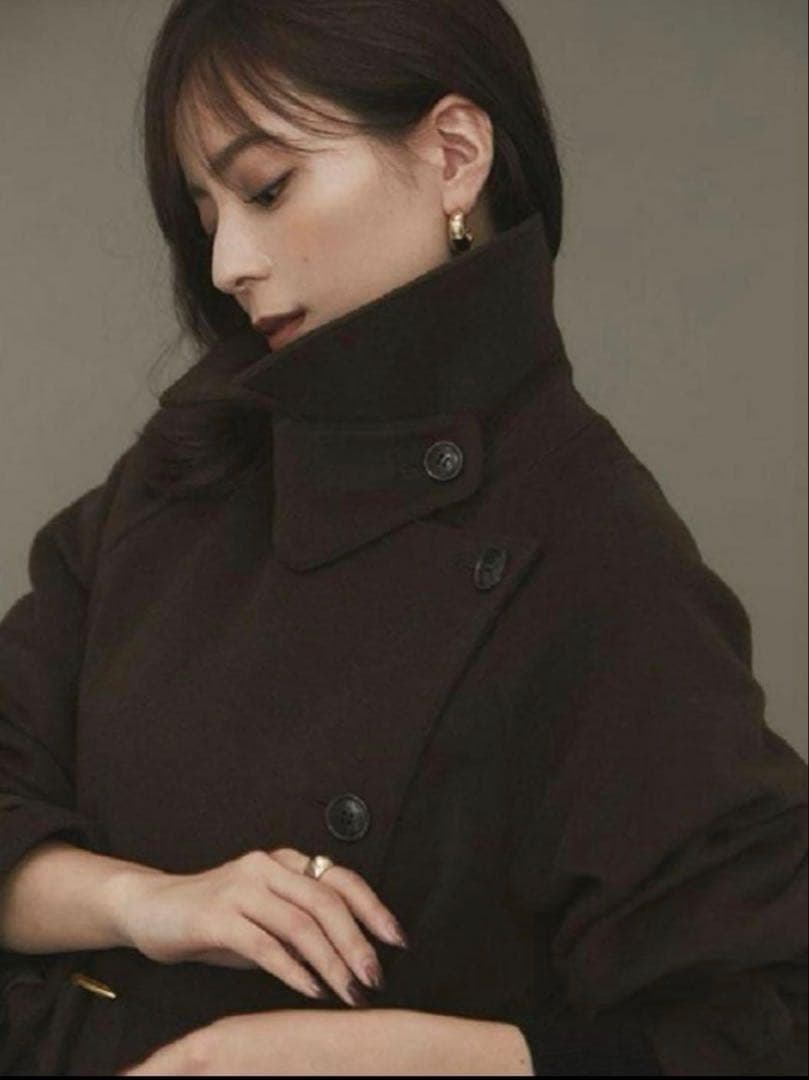 anuans アニュアンスダークブラウン ロングコート ベルト付き