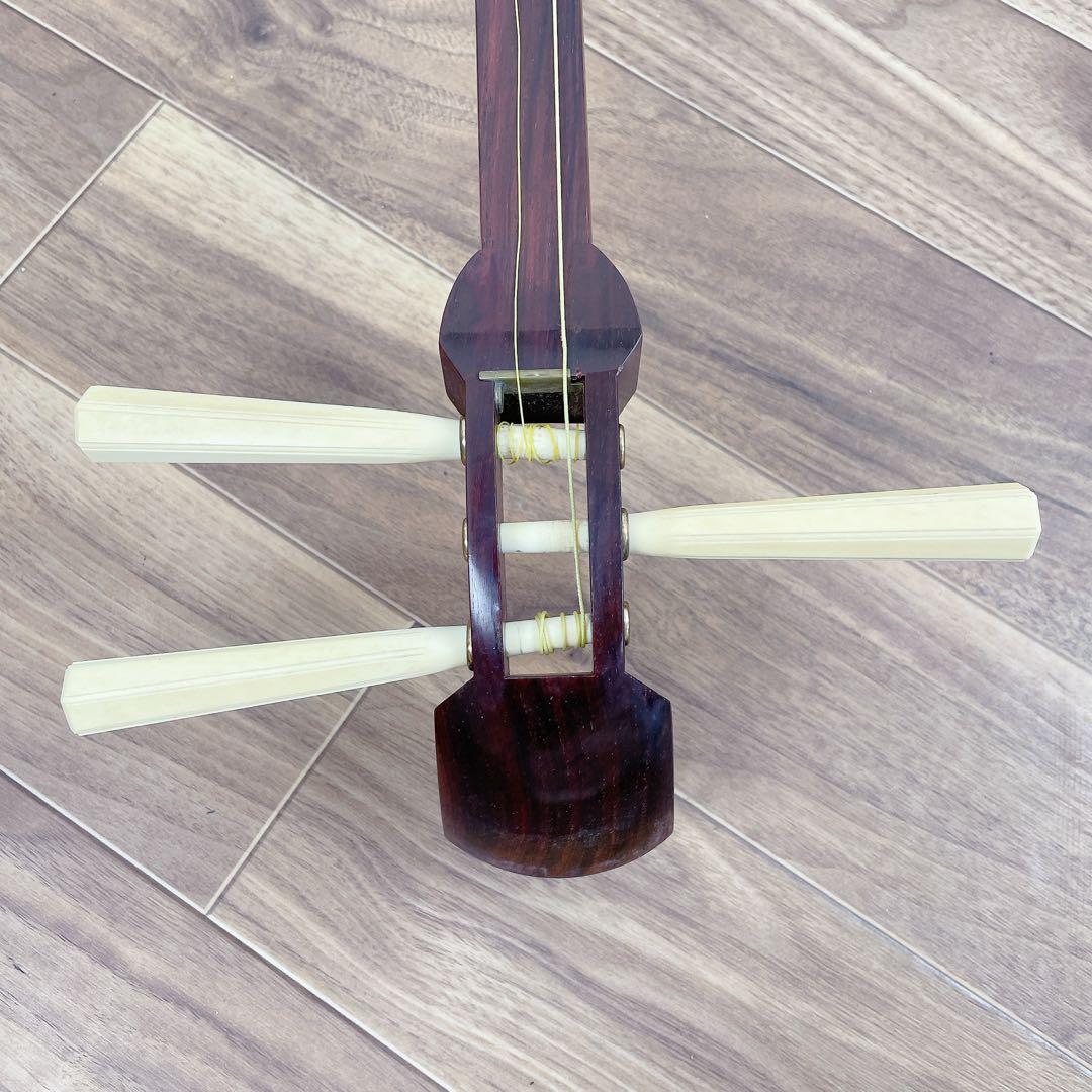 地唄三味線 細棹 一本溝 丸打胴 紅木 和楽器