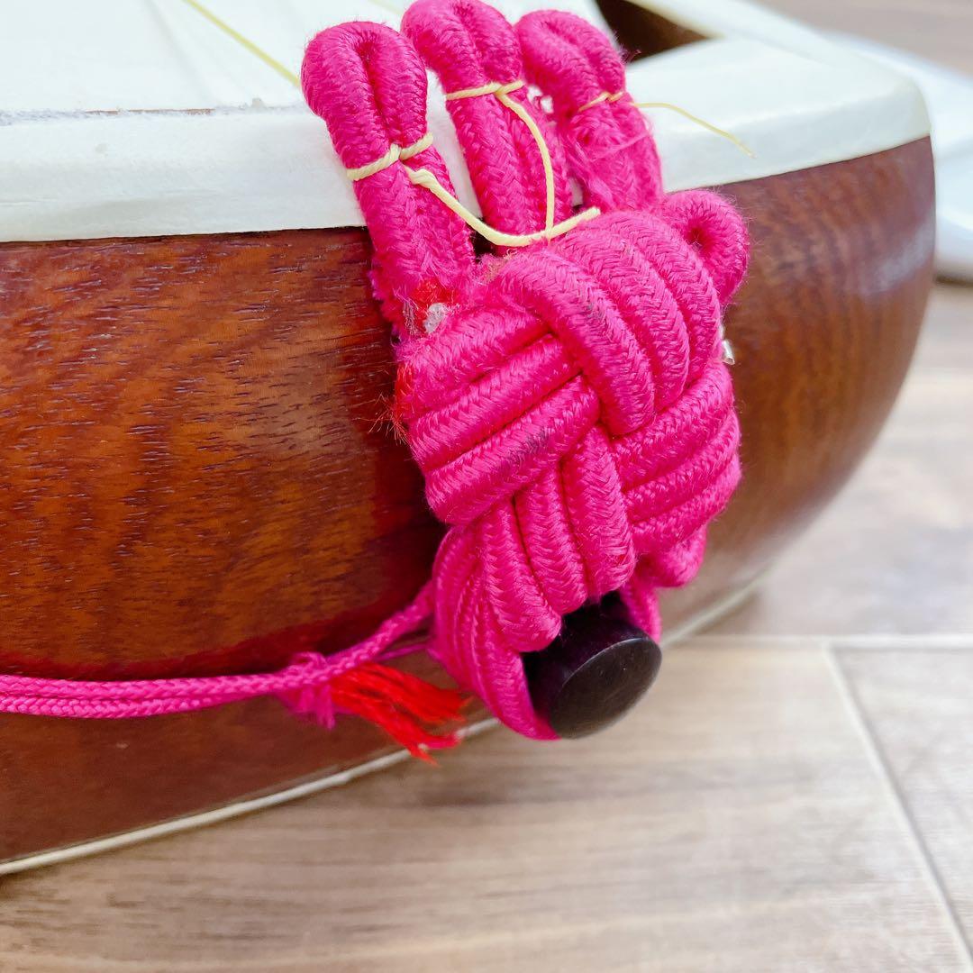 地唄三味線 細棹 一本溝 丸打胴 紅木 和楽器