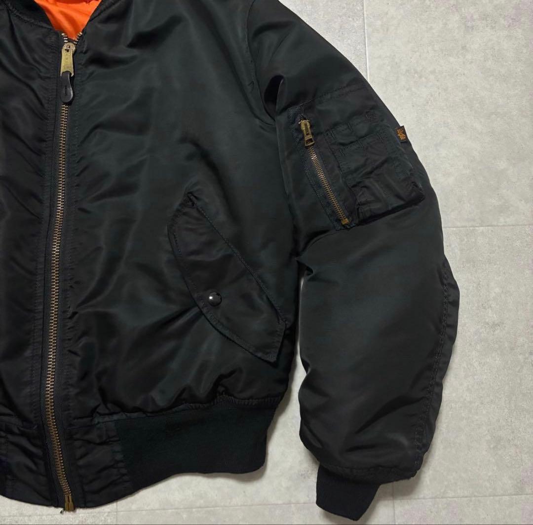 90s ALPHA USA製 MA-1 ブラック フライトジャケット