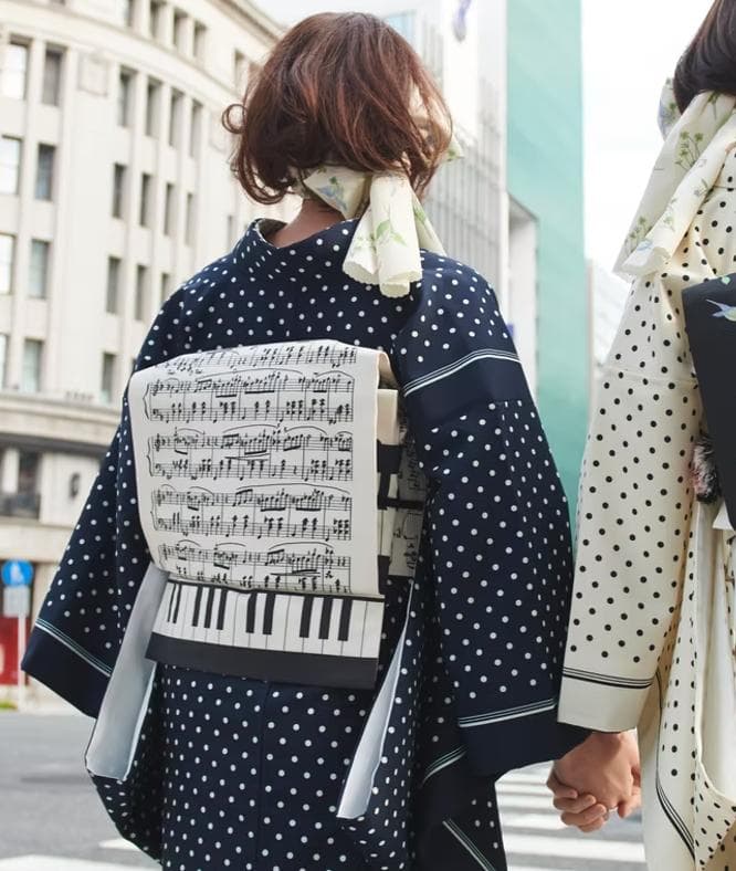 MarMu マーム　名古屋帯　ワルツ楽譜鍵盤