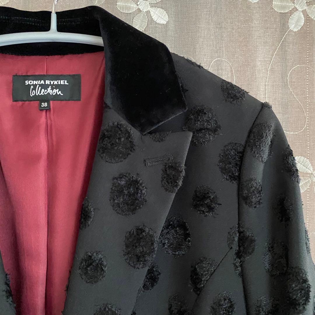 ソニアリキエル♡パーティコートスプリングコート　黒ブラックM 38 ベルベット