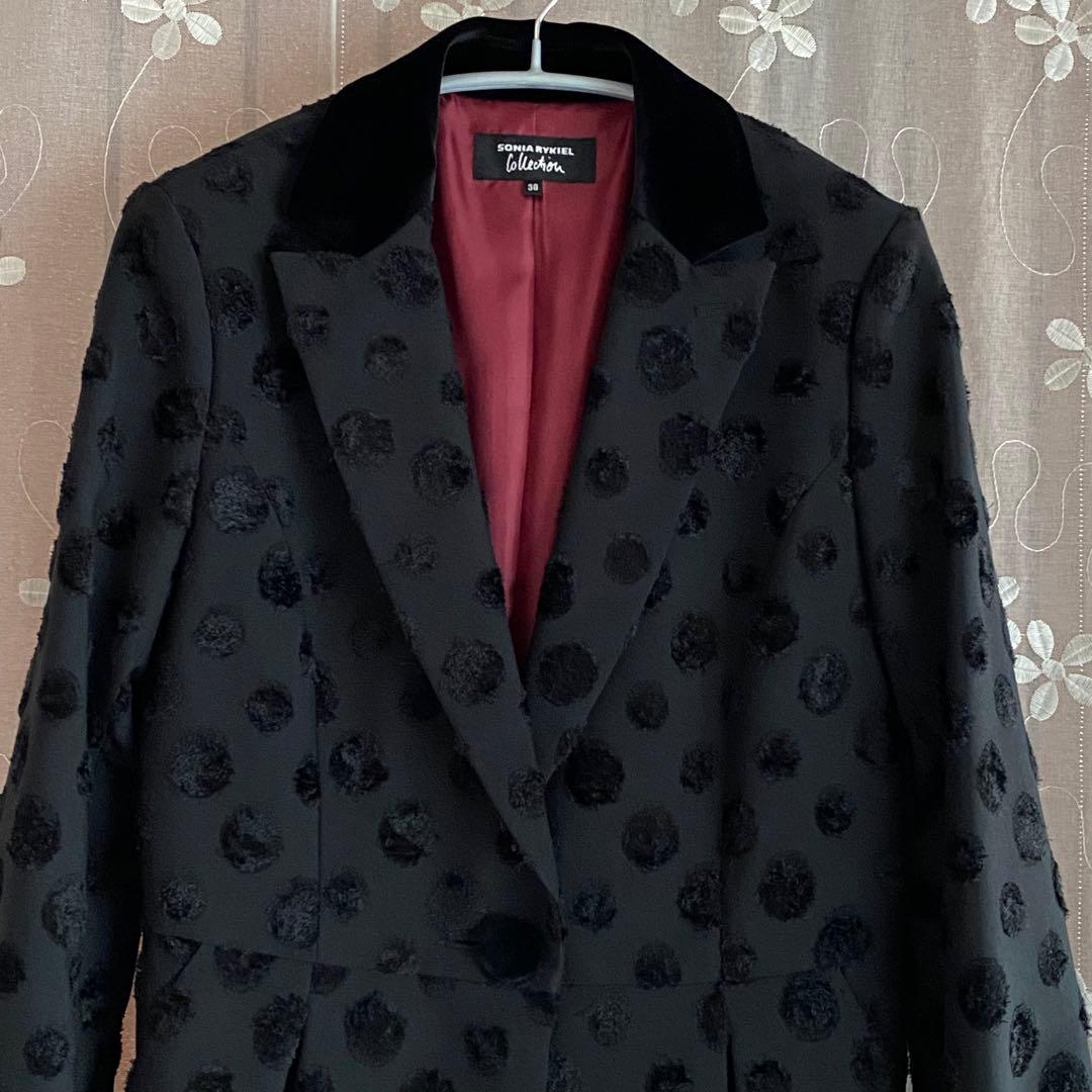 ソニアリキエル♡パーティコートスプリングコート　黒ブラックM 38 ベルベット