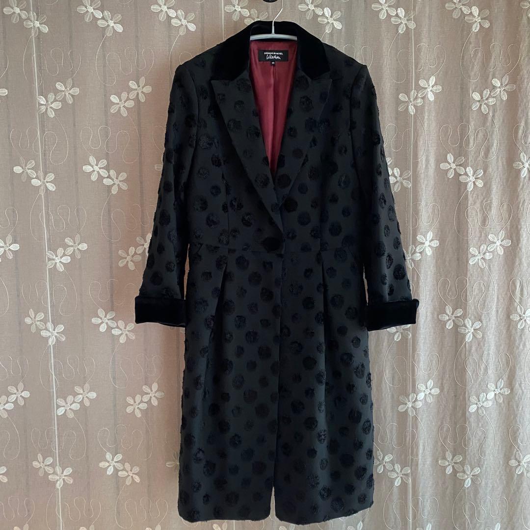 ソニアリキエル♡パーティコートスプリングコート　黒ブラックM 38 ベルベット