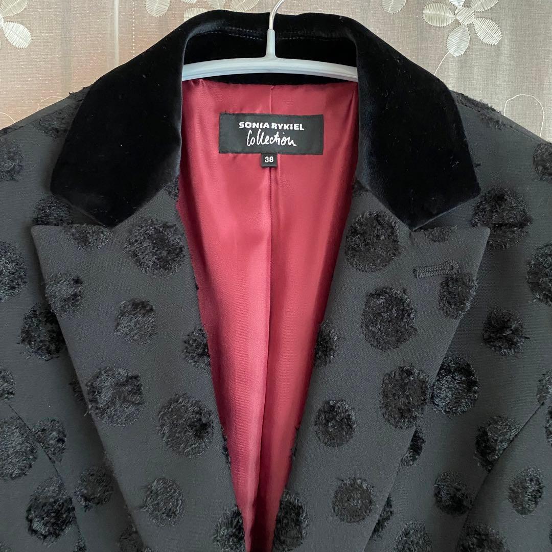 ソニアリキエル♡パーティコートスプリングコート　黒ブラックM 38 ベルベット